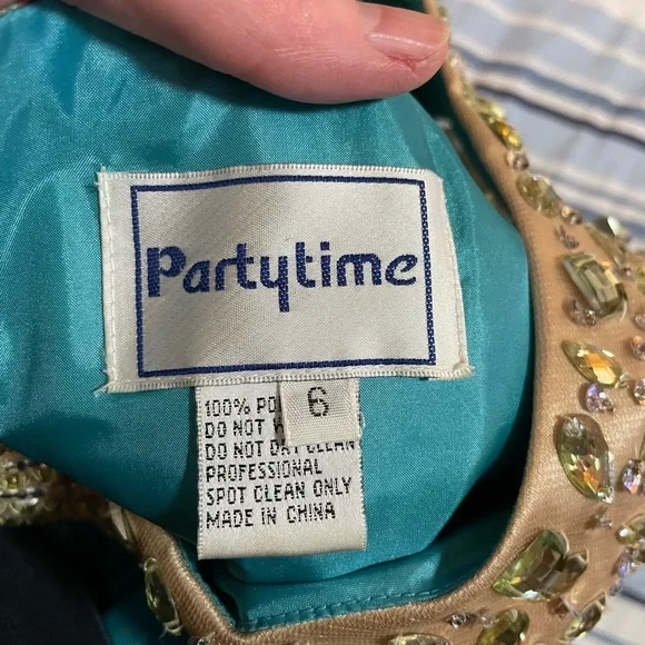 Party Time Special Occasion Green Prom Dress Gold Sequins Beads Jewels size 6 - Picture 10 of 17